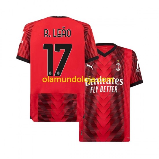 Camisola AC Milan Rafael Leao 17 Homem Equipamento Primeiro 2023-2024 Manga Curta